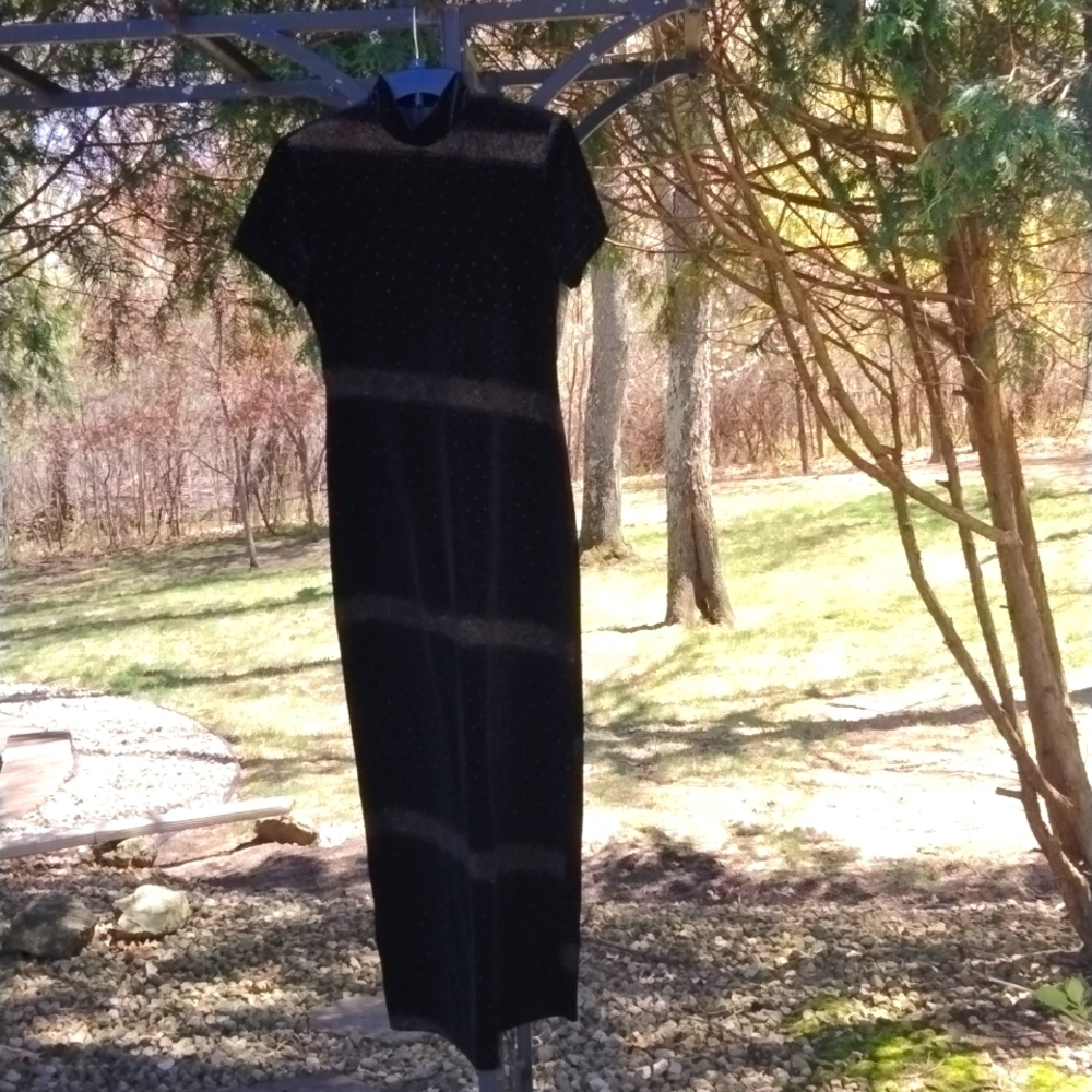 Jessica Howard Vintage 90s Black Silver Velvet Sparkly Soft Luxury 10 Tall